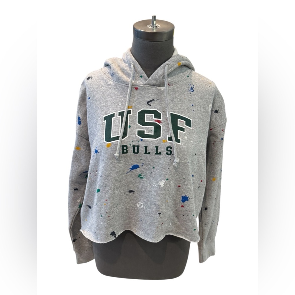 Champion USF Bulls Oxford Gray Cropped Hoodie Medium